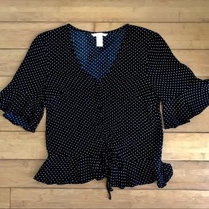 HM polka dot top front tie